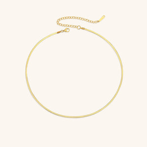 Elegant Gold Herringbone Necklace for Women – Hypoallergenic Stainless Steel-Plated Jewelry, 14k Gold, 14-Inch with Extension