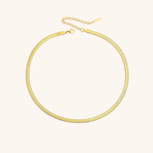 Elegant Gold Herringbone Necklace for Women – Hypoallergenic Stainless Steel-Plated Jewelry, 14k Gold, 14-Inch with Extension