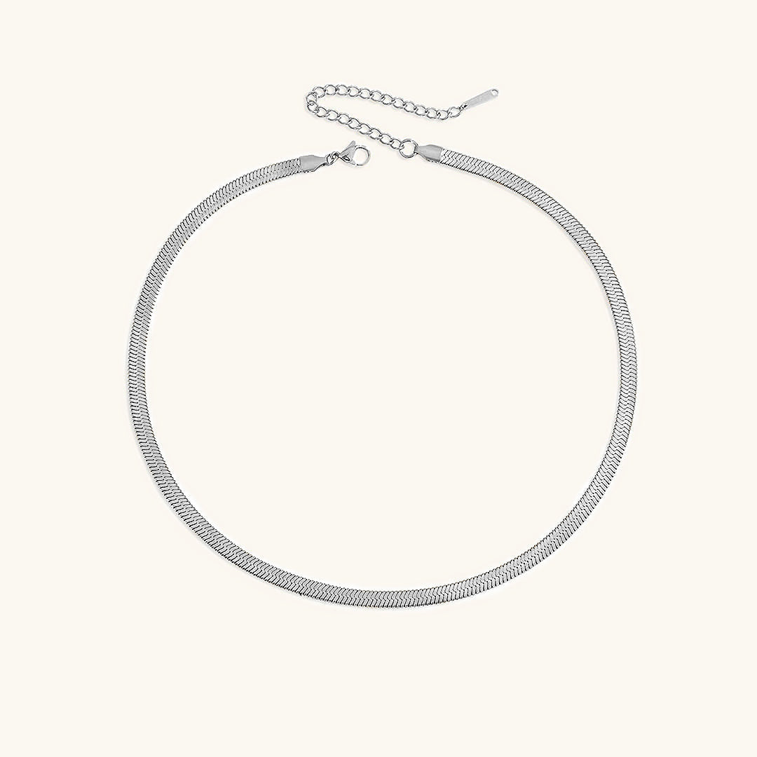 Elegant Gold Herringbone Necklace for Women – Hypoallergenic Stainless Steel-Plated Jewelry, 14k Gold, 14-Inch with Extension