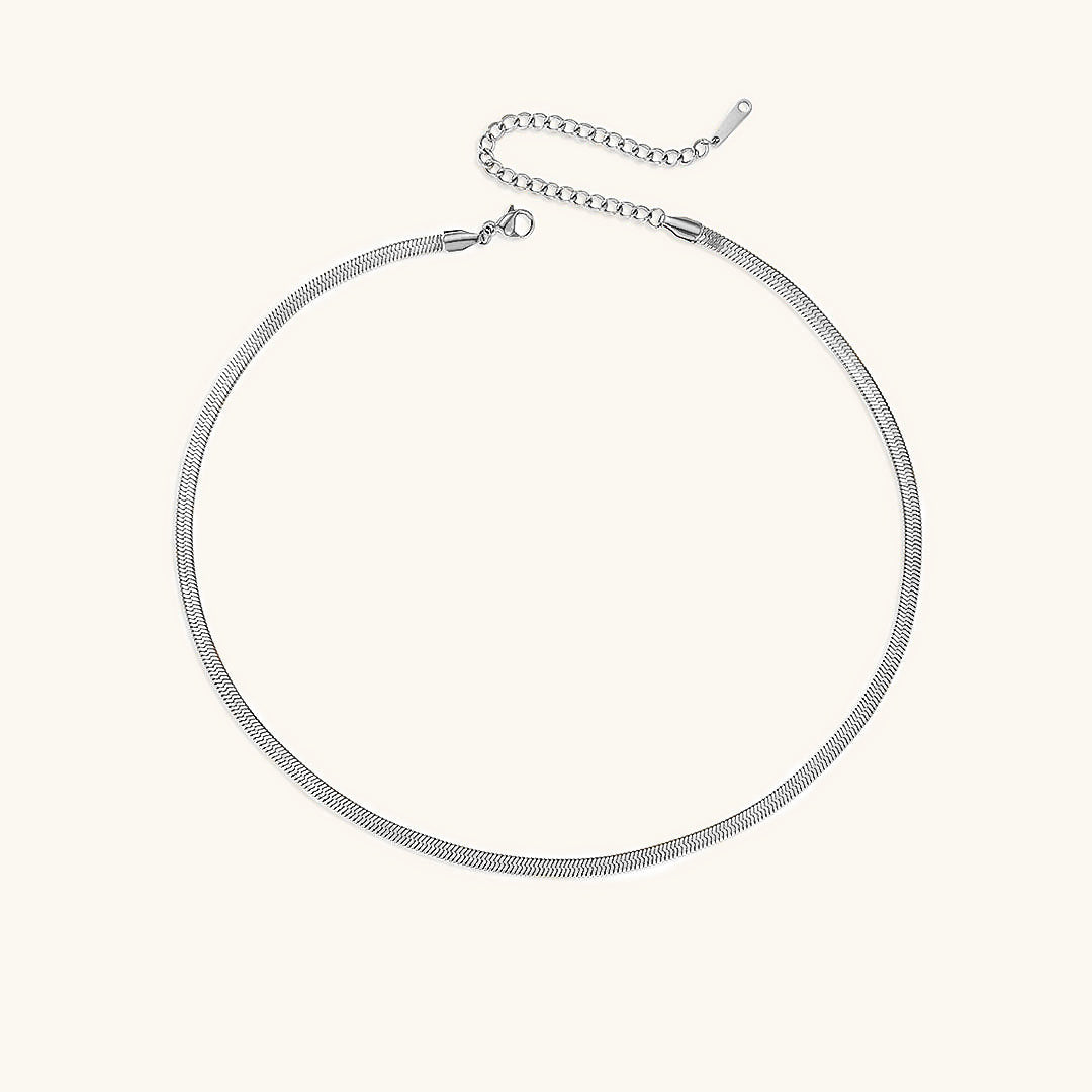 Elegant Gold Herringbone Necklace for Women – Hypoallergenic Stainless Steel-Plated Jewelry, 14k Gold, 14-Inch with Extension
