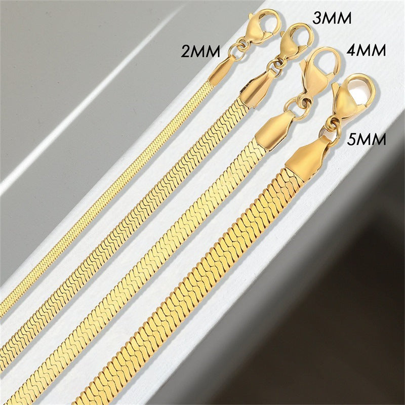 Elegant Gold Herringbone Necklace for Women – Hypoallergenic Stainless Steel-Plated Jewelry, 14k Gold, 14-Inch with Extension