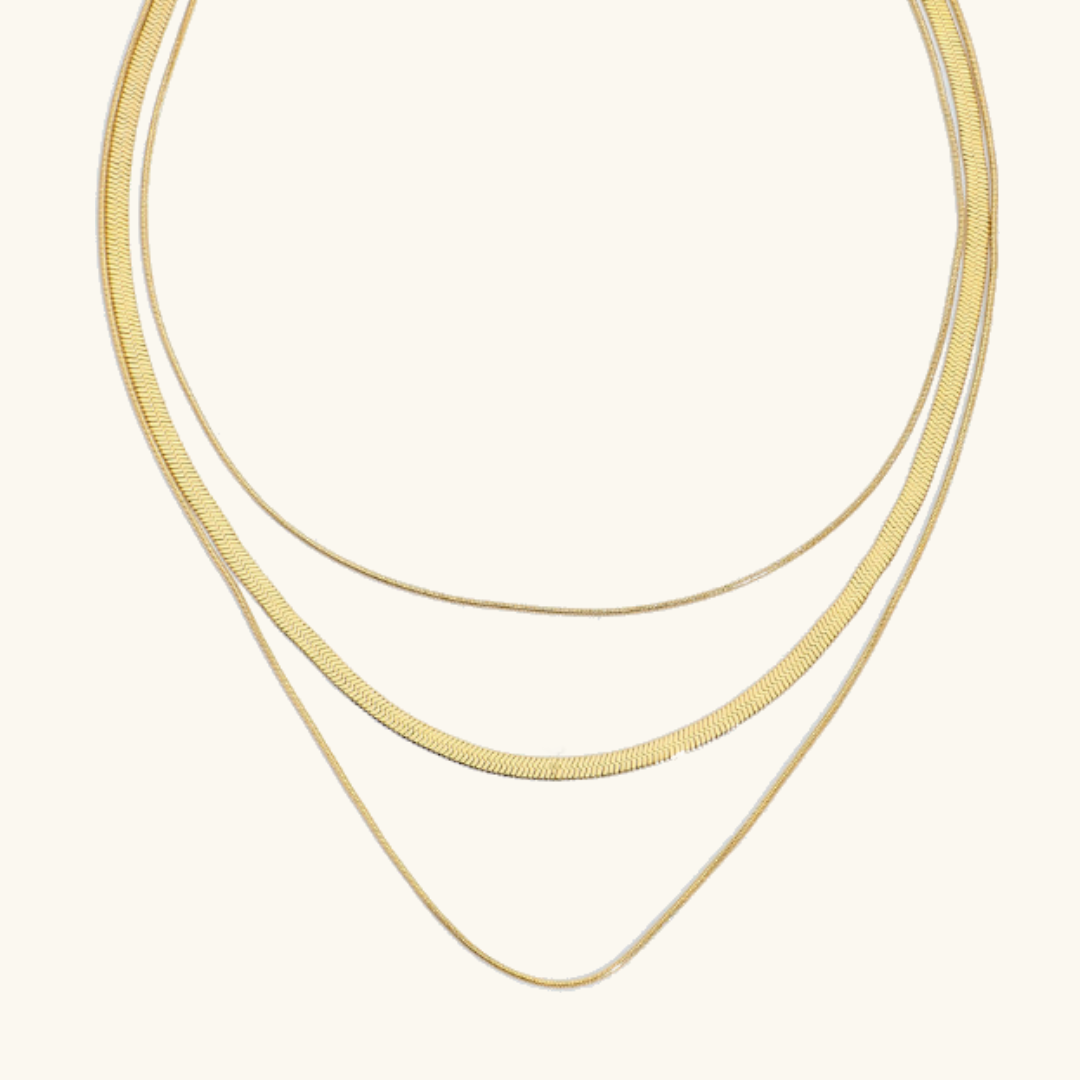 Elegant Gold Layered Necklace for Women – Waterproof, Hypoallergenic Stainless Steel-Plated 18k Gold Chain