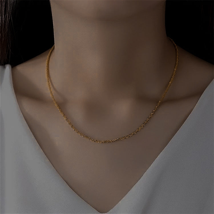 Elegant Gold Necklace for Women – Hypoallergenic Stainless Steel-Plated 14k Gold Chain, 15 Inch with Extension