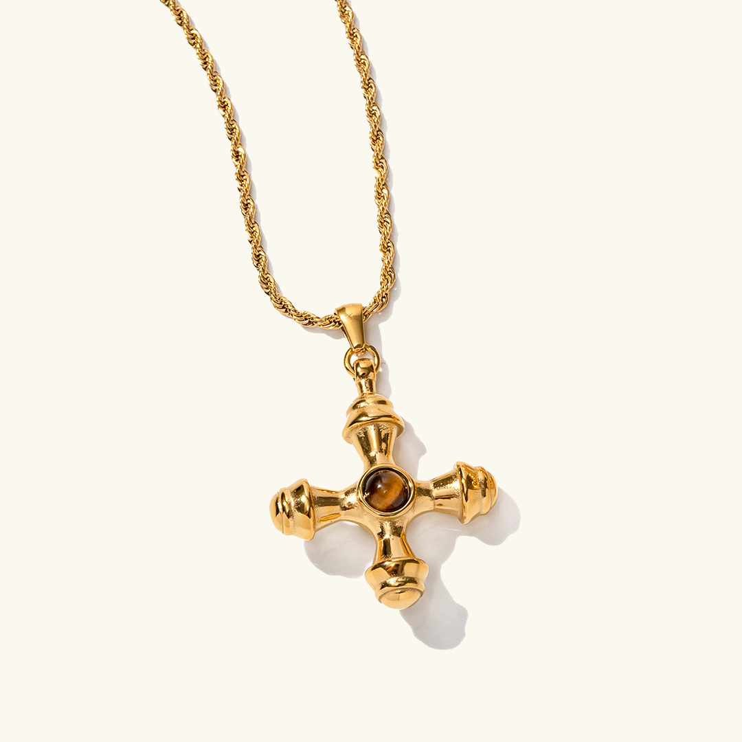 Elegant Gold Necklace with Diamond Pendant – 18k Stainless Steel-Plated Jewelry for Women