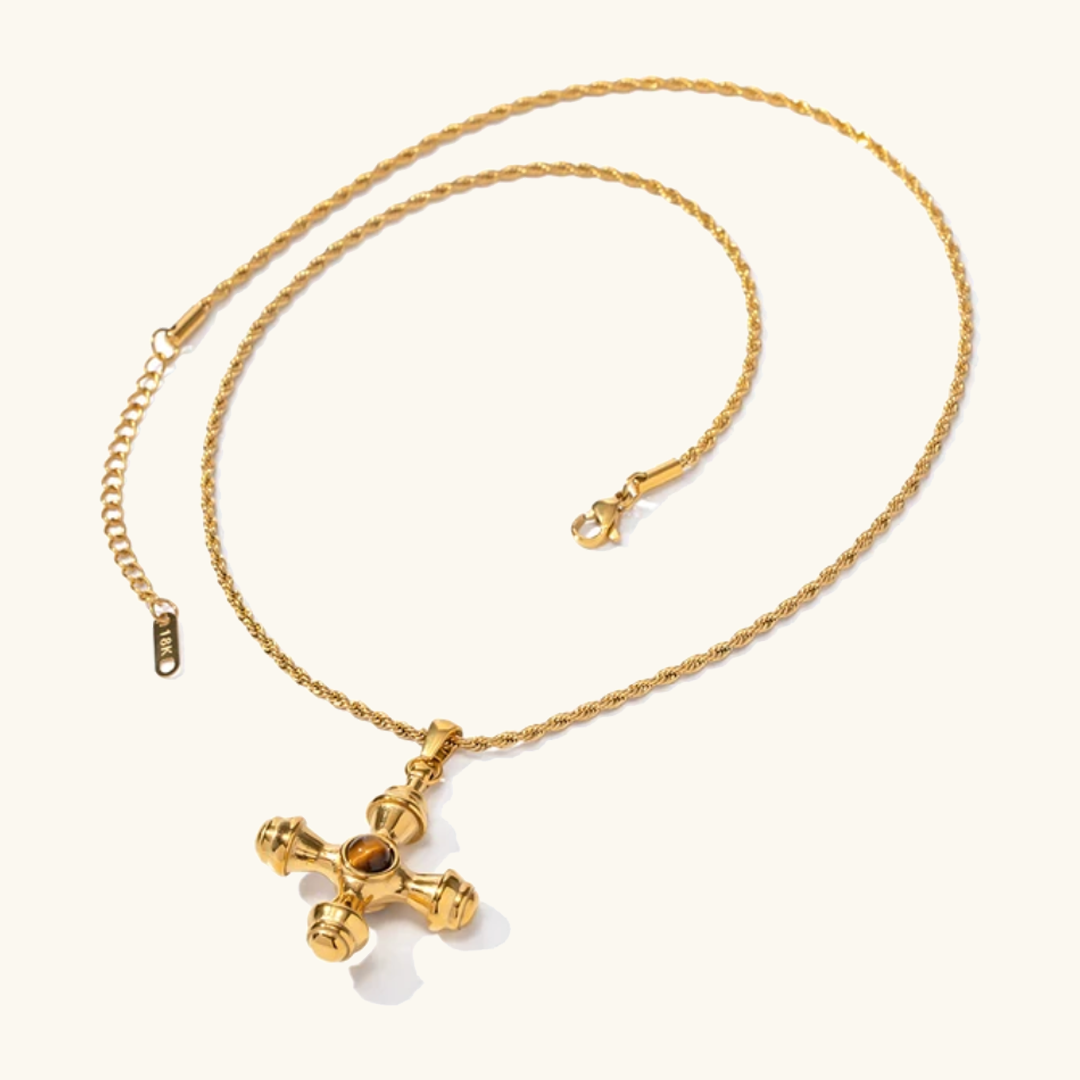Elegant Gold Necklace with Diamond Pendant – 18k Stainless Steel-Plated Jewelry for Women