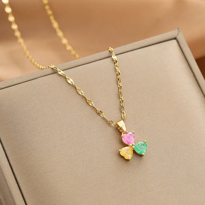 Elegant Gold Necklace with Zircon Accents – Adjustable Dainty Jewelry for Women
