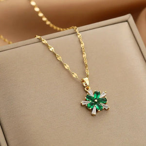 Elegant Gold Necklace with Zircon Accents – Adjustable Dainty Jewelry for Women