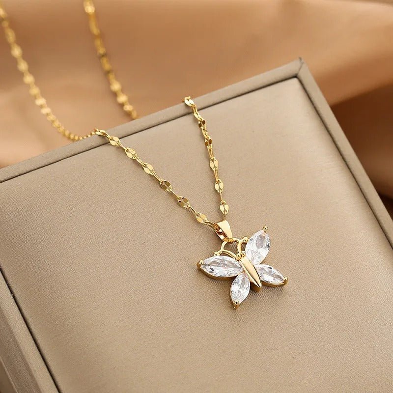 Elegant Gold Necklace with Zircon Accents – Adjustable Dainty Jewelry for Women