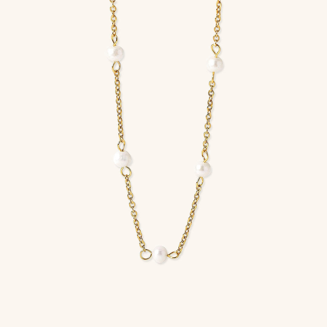 Elegant Gold Pearl Necklace with Freshwater Pearls – 18k Gold Plated, Hypoallergenic, 18-Inch Length