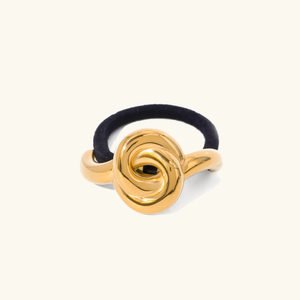 Elegant Knotted Pony Cuff Hair Accessory in Polished Gold – Waterproof Hypoallergenic Stainless Steel Design
