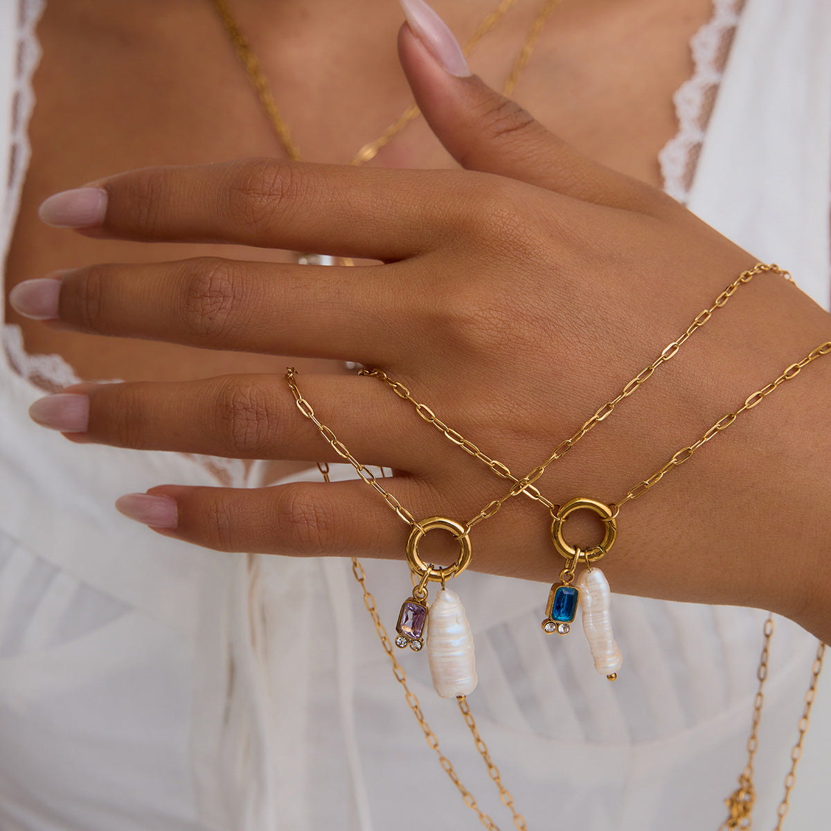 Elegant Pearl Necklace with Birthstone Pendant – Hypoallergenic 18k Gold-Plated Jewelry