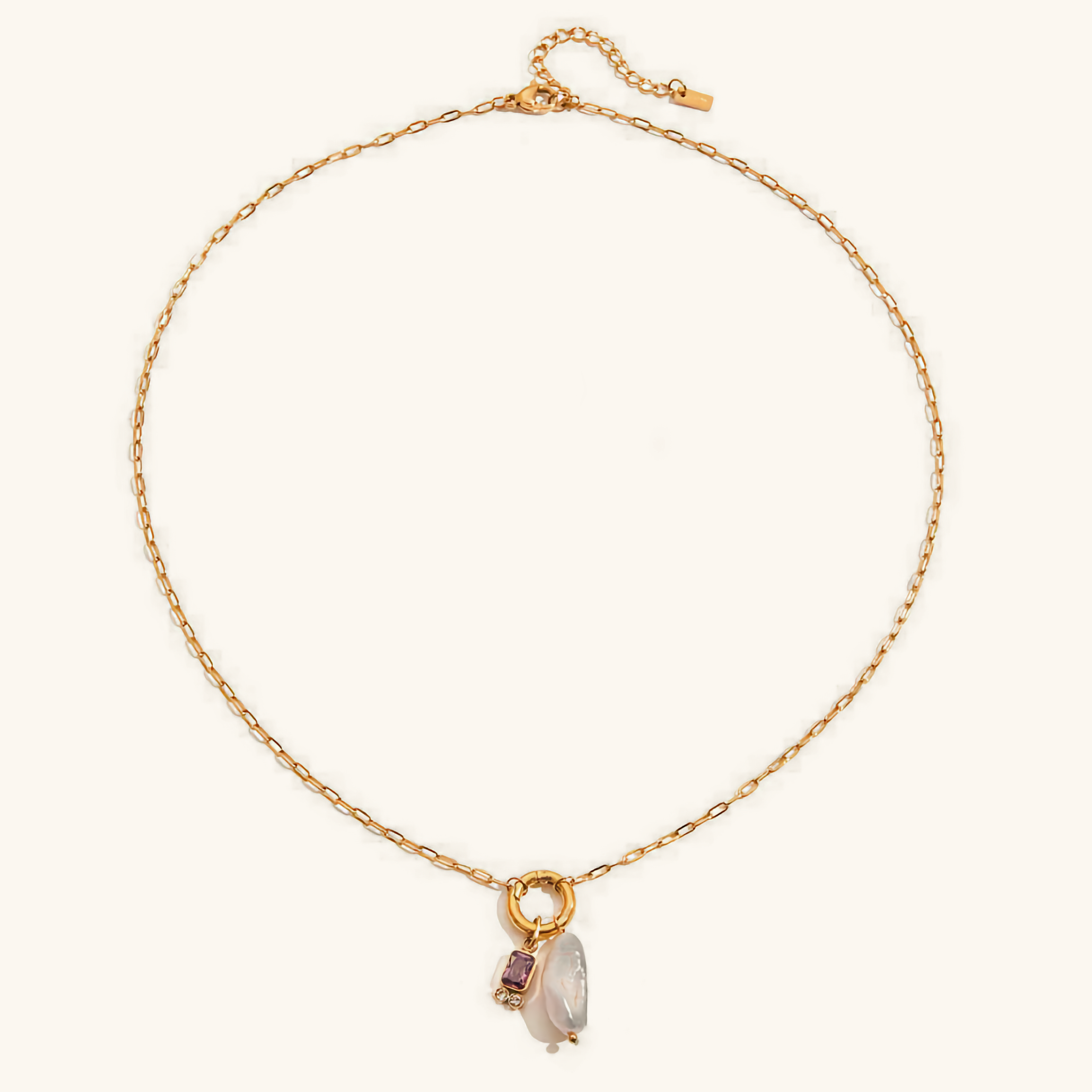 Elegant Pearl Necklace with Birthstone Pendant – Hypoallergenic 18k Gold-Plated Jewelry