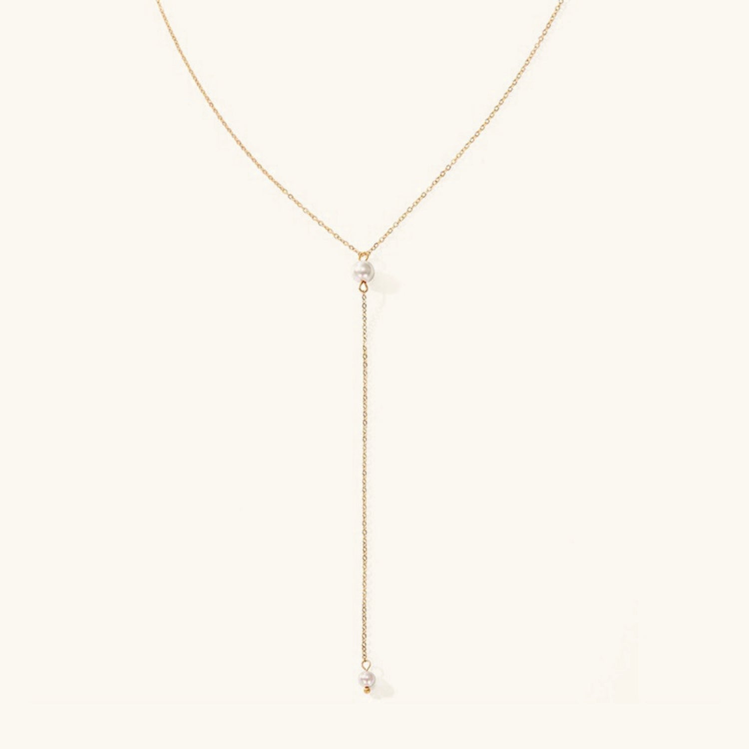 Elegant Pearl Tassel Necklace with Gold-Plated Stainless Steel – 17-Inch Chain