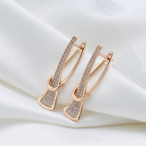 Elegant Rose Gold Layered Earrings for Women with Diamond Accents – Timeless Jewelry