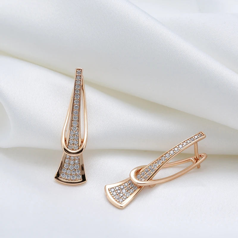 Elegant Rose Gold Layered Earrings for Women with Diamond Accents – Timeless Jewelry