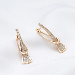 Elegant Rose Gold Layered Earrings for Women with Diamond Accents – Timeless Jewelry