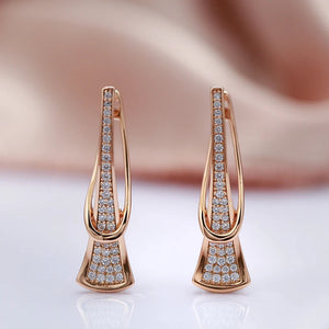 Elegant Rose Gold Layered Earrings for Women with Diamond Accents – Timeless Jewelry