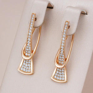 Elegant Rose Gold Layered Earrings for Women with Diamond Accents – Timeless Jewelry