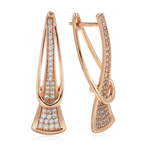 Elegant Rose Gold Layered Earrings for Women with Diamond Accents – Timeless Jewelry