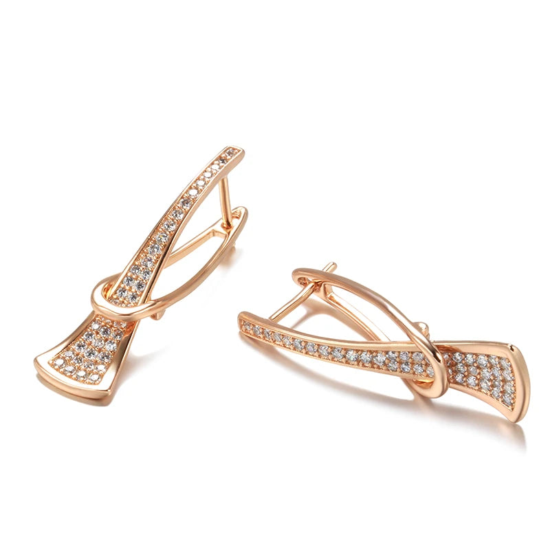 Elegant Rose Gold Layered Earrings for Women with Diamond Accents – Timeless Jewelry