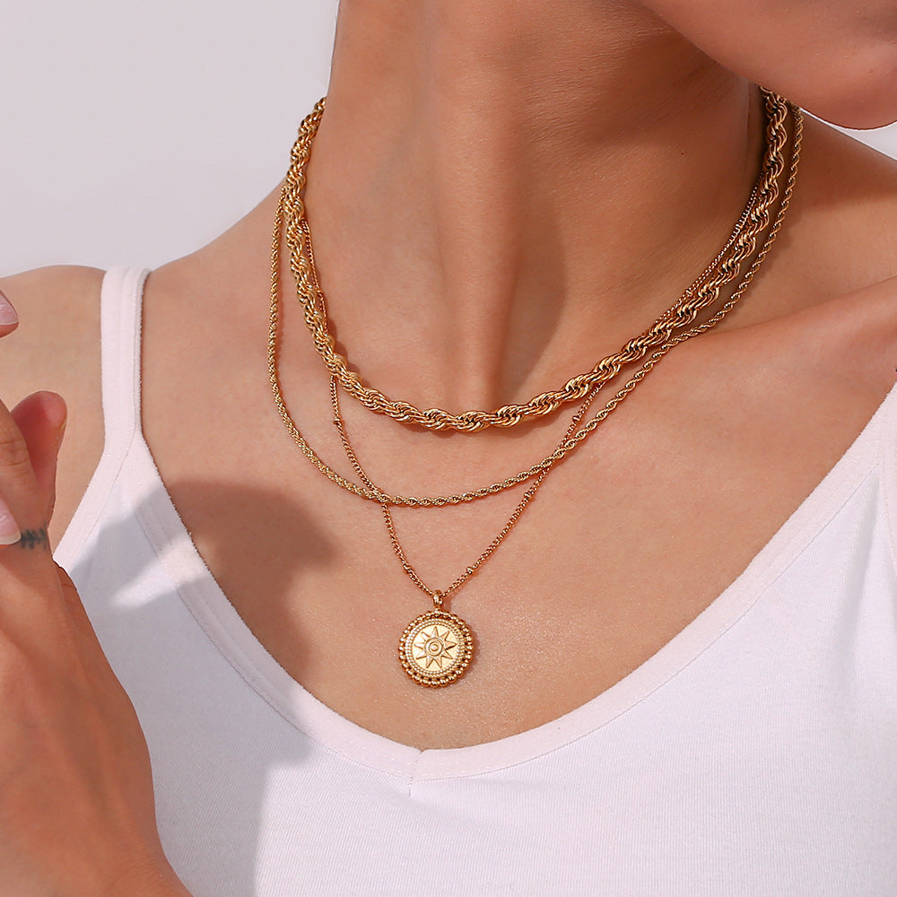 Elegant Starlight Gold Pendant Necklace – 18k Gold-Plated Stainless Steel, Hypoallergenic, 20 Inches