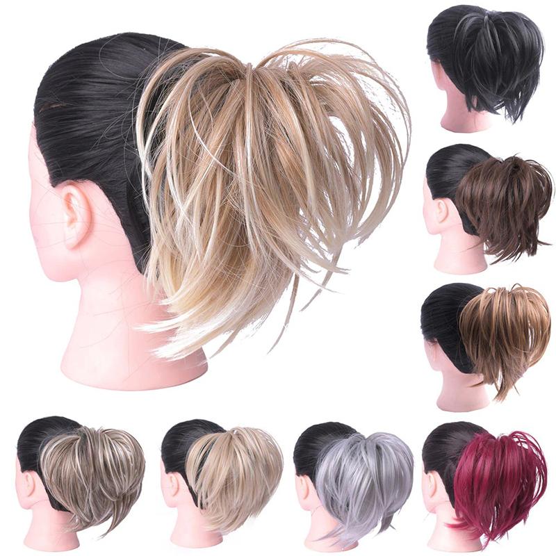Elegant Straight Hair Bun Scrunchie Extension Wig - Lightweight Versatile Hair Accessory for Instant Volume and Style