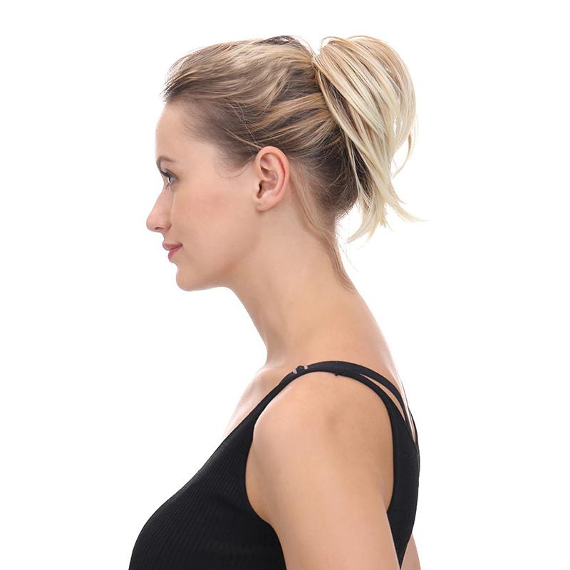 Elegant Straight Hair Bun Scrunchie Extension Wig - Lightweight Versatile Hair Accessory for Instant Volume and Style