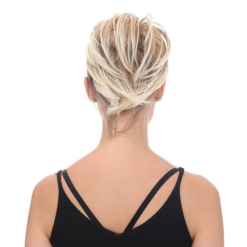 Elegant Straight Hair Bun Scrunchie Extension Wig - Lightweight Versatile Hair Accessory for Instant Volume and Style