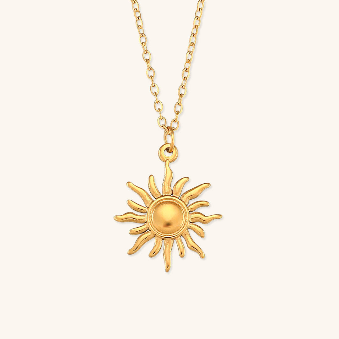Elegant Sun Necklace in 18K Gold Finish – Hypoallergenic Stainless Steel Jewelry