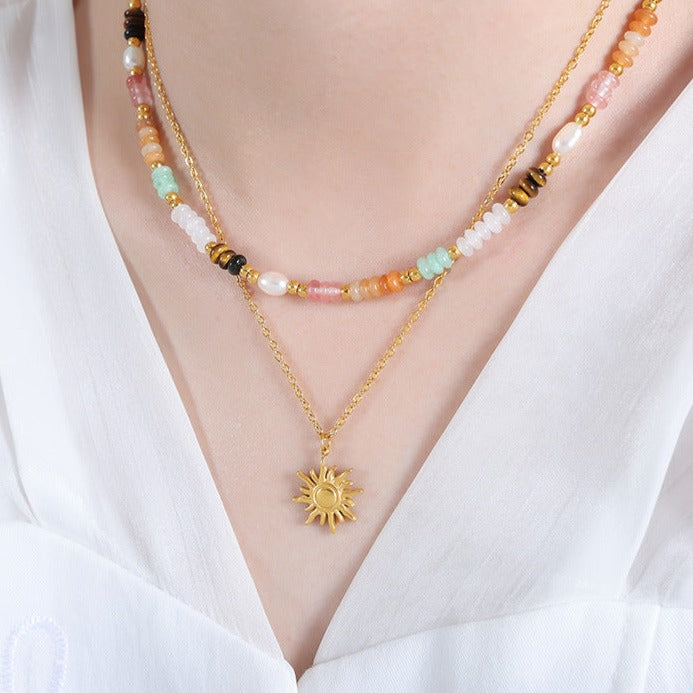 Elegant Sun Necklace in 18K Gold Finish – Hypoallergenic Stainless Steel Jewelry