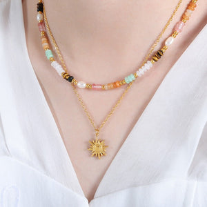 Elegant Sun Necklace in 18K Gold Finish – Hypoallergenic Stainless Steel Jewelry