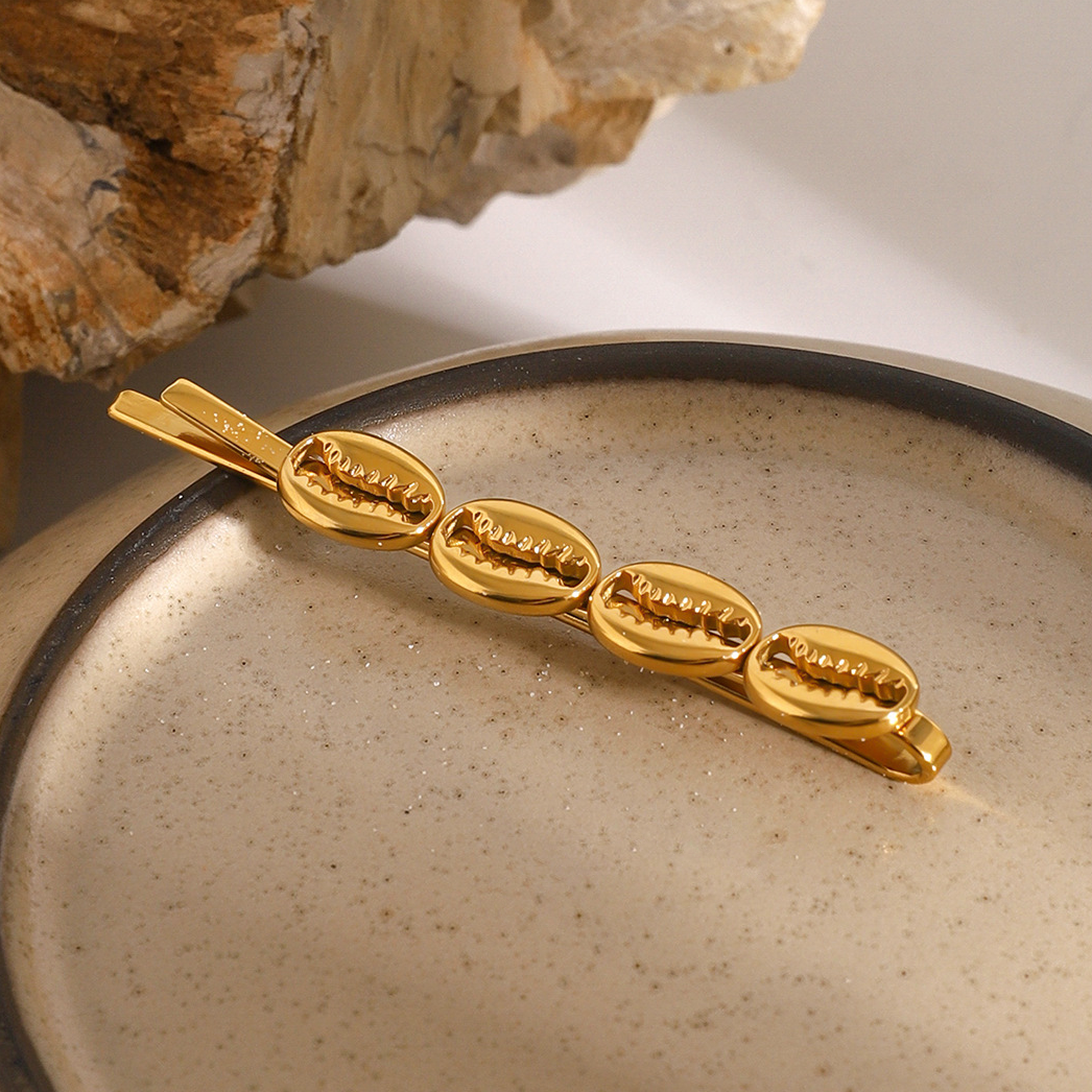 Espresso Gold French Hair Pin with Coffee Bean Design – Hypoallergenic Stainless Steel