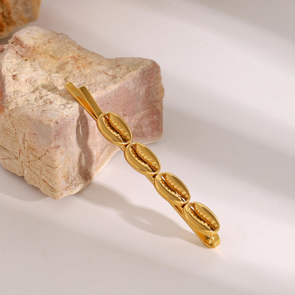 Espresso Gold French Hair Pin with Coffee Bean Design – Hypoallergenic Stainless Steel