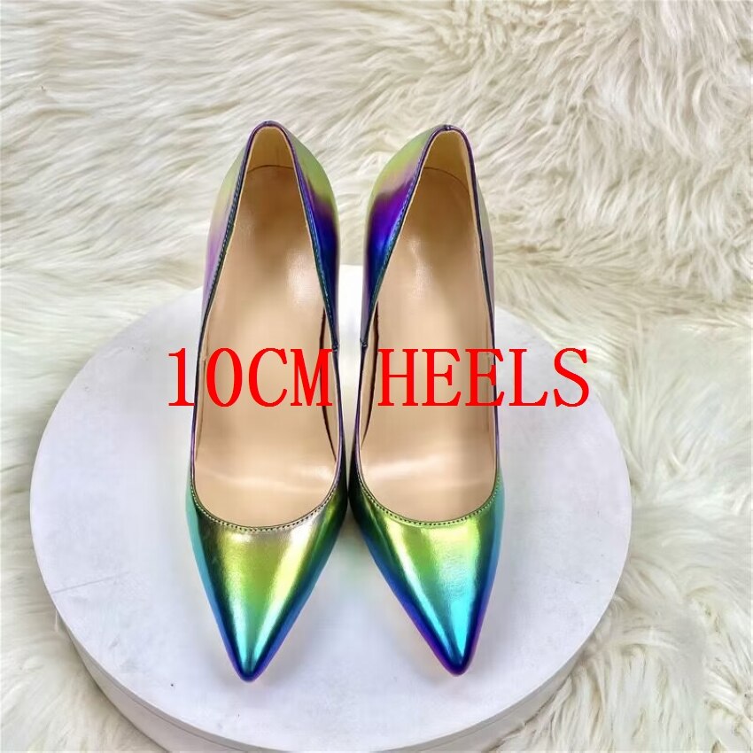 Laser Gradient Matte Women Pointy Toe High Heels Shoes Fashion Designer Sexy Slip On Stiletto Pumps for Party Wedding