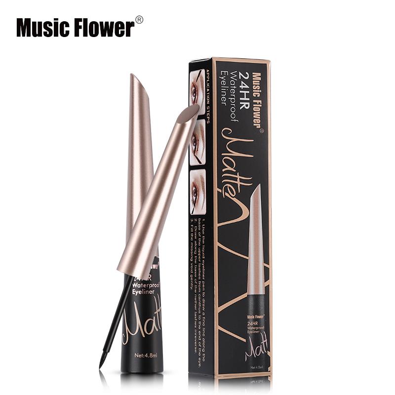 Music Flower Brand Waterproof Liqiud Eyeliner Pencil 24H Long-lasting Matte Eye Liner Delineador Black Eyelid Quick-Dry Makeup