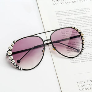 Personality Pearl Sunglasses Women Fashion Sunglasses Driving Sunglasses Ocean Sheet Glasses