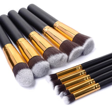 Load image into Gallery viewer, 10 Pcs Silver/Golden Makeup Brushes Set.

