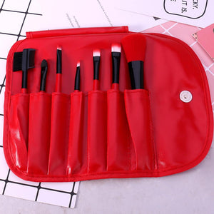 O.TWO.O 7pcs/lot Cosmetics Brush Set Beauty Eye Primer Powder Blush Brush Soft Synthetic Hair With PU Leather Case Send Random