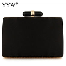 Load image into Gallery viewer, Black Satin Clutch Bag Bohemia Style Rhinestone Cocktail Party Prom Female Clutch Chic Chain Classic Boxy Shape Designer Clutch
