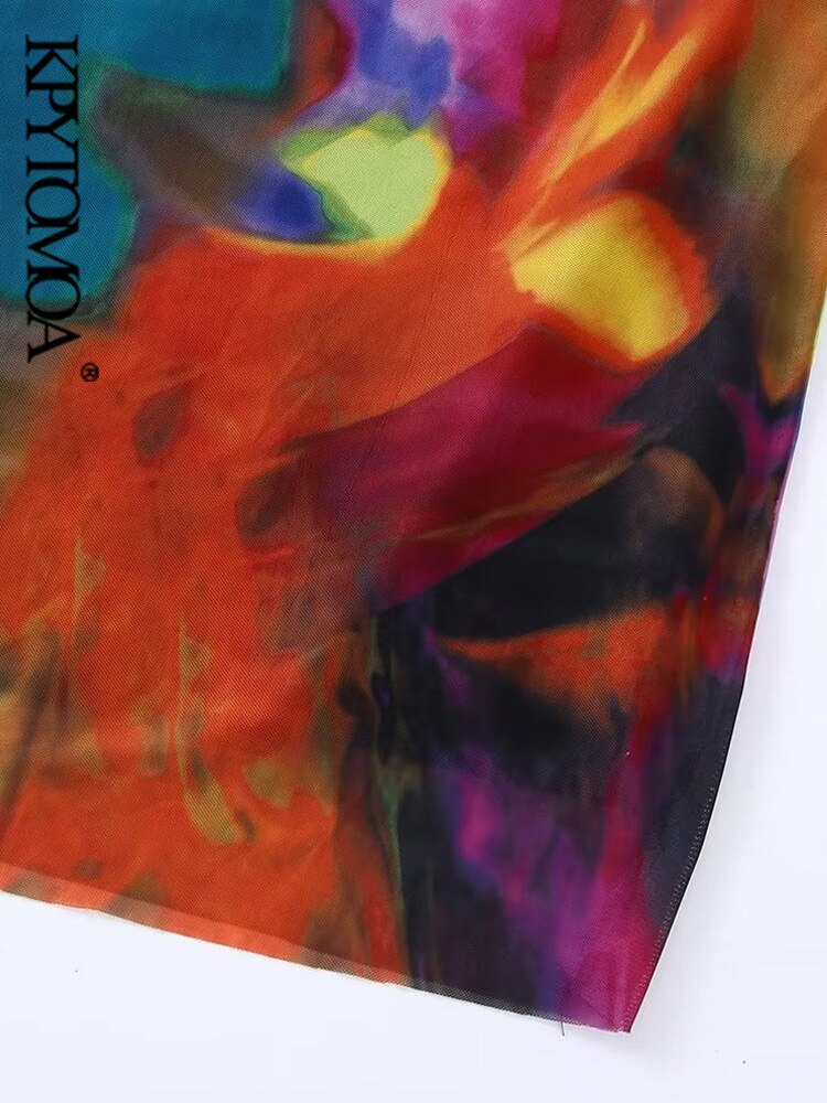 Women Fashion With Lining Printed Tulle Midi Dress Vintage Strapless Straight Neck Female Dresses Vestidos Mujer