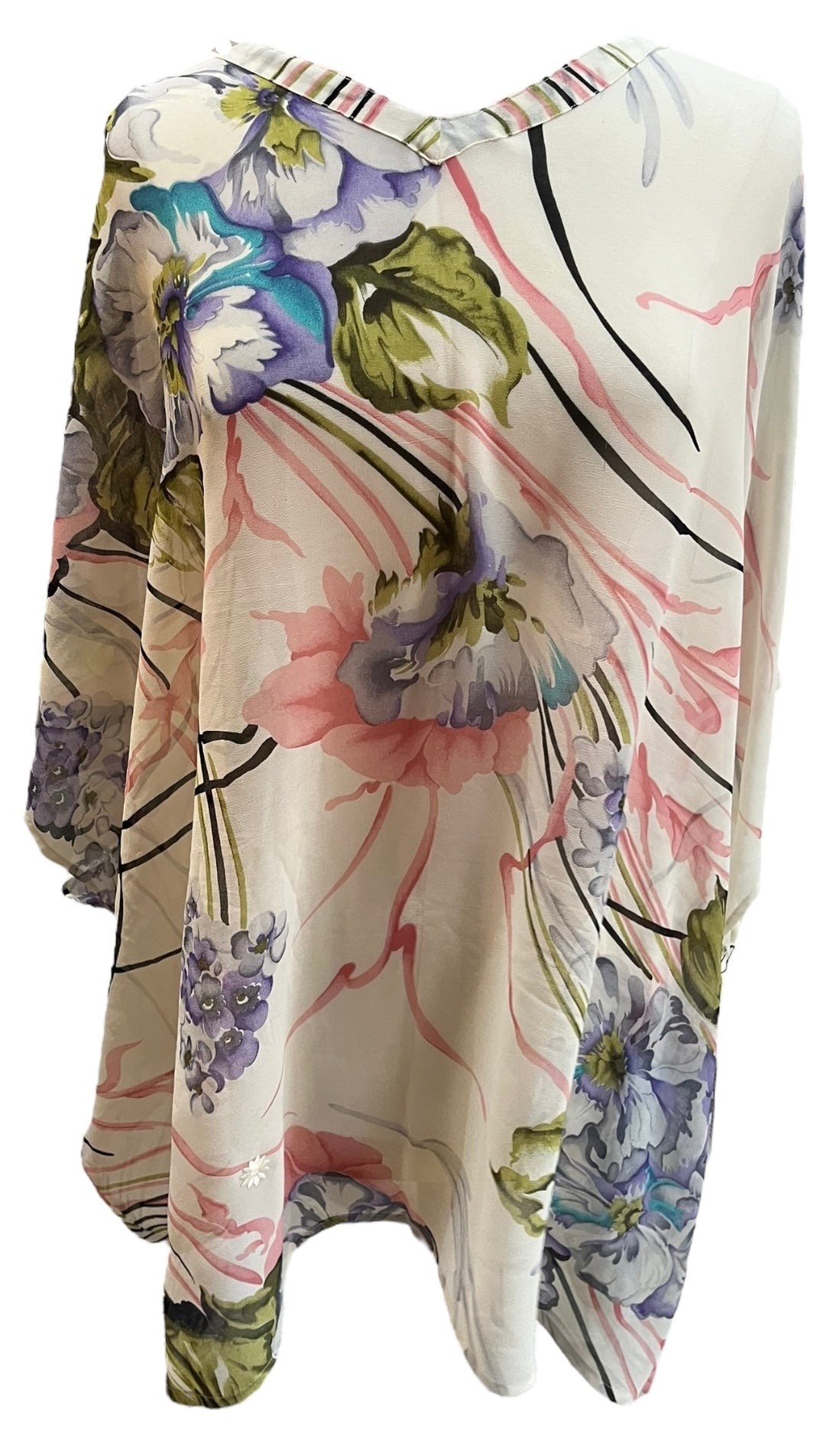 PRG6884 Sheer Avatar Pure Silk Short Kaftan Tunic without Slits