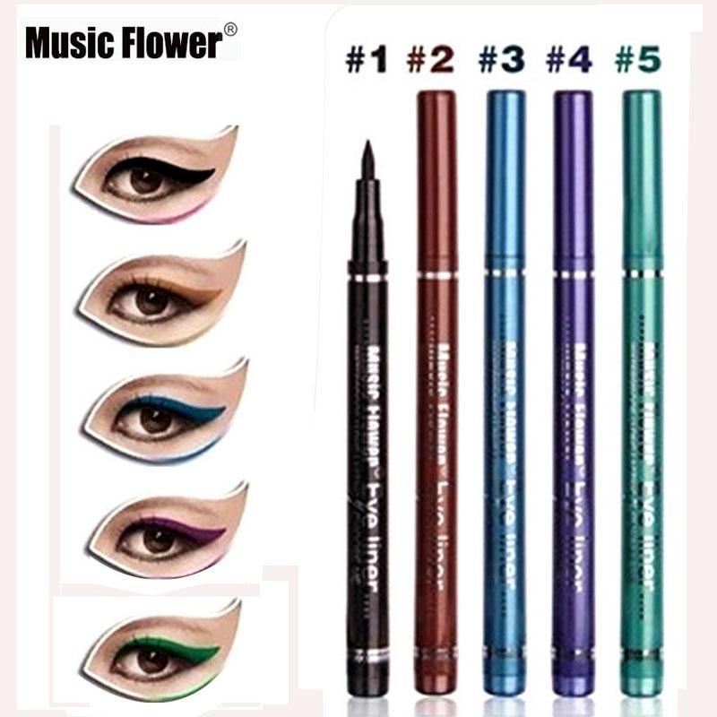 Music Flower New Makeup Cosmetic Black Eyeliner Waterproof Eye Liner Pencil Shadow KAJAL Gel Eyeliner Make up Smokey Eye