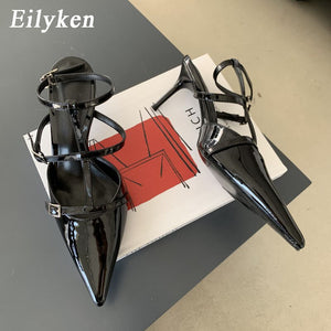 Eilyken Spring New Gold Silver Pumps Women Fashion Pointed Ladies Elegant Thin High Heel Hollow Out Dress Sandalias De Mujer