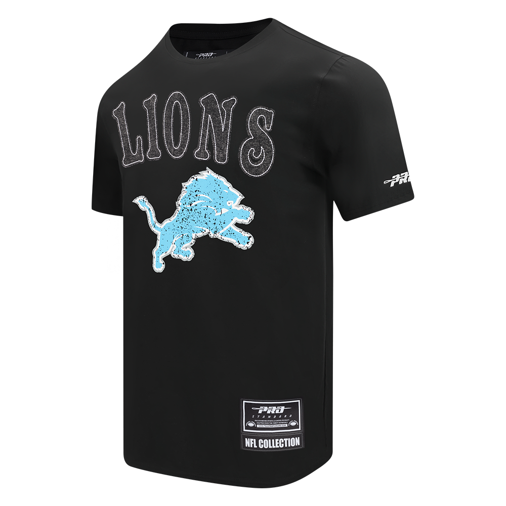 NFL DETROIT LIONS REBEL ATHLETICS STACKED LOGO MEN'S SJ TEE FDL1411039-BLK
