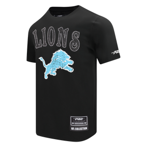 NFL DETROIT LIONS REBEL ATHLETICS STACKED LOGO MEN'S SJ TEE FDL1411039-BLK