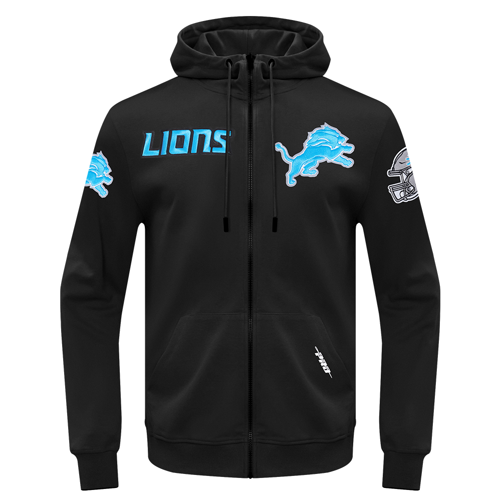 NFL DETROIT LIONS CLASSIC WIND SUIT MEN'S WOVEN FULL ZIP PULLOVER HOODIE FDL5410693-BLK