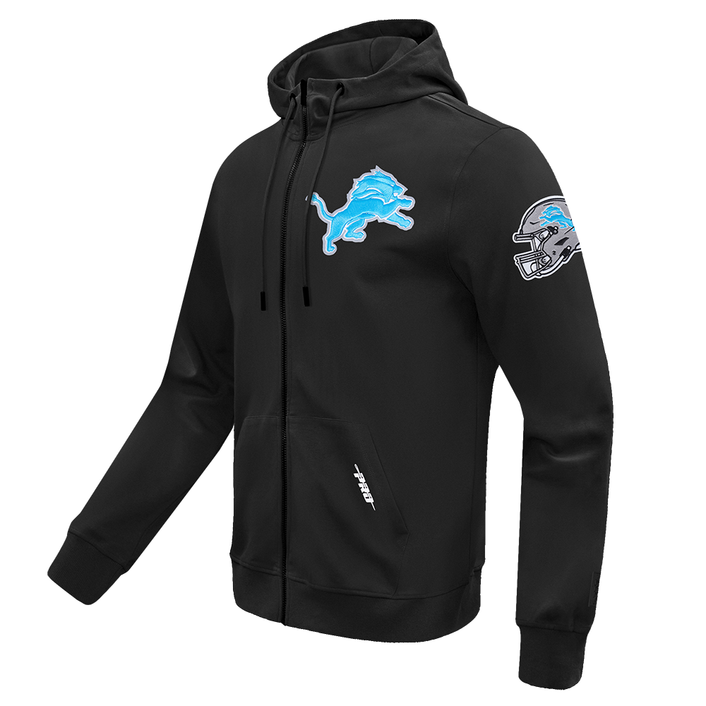 NFL DETROIT LIONS CLASSIC WIND SUIT MEN'S WOVEN FULL ZIP PULLOVER HOODIE FDL5410693-BLK