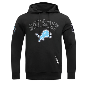 NFL DETROIT LIONS REBEL ATHLETICS MEN'S FLEECE PULL OVER HOODIE FDL5411041-BLK