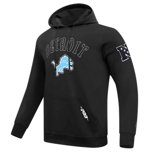 NFL DETROIT LIONS REBEL ATHLETICS MEN'S FLEECE PULL OVER HOODIE FDL5411041-BLK