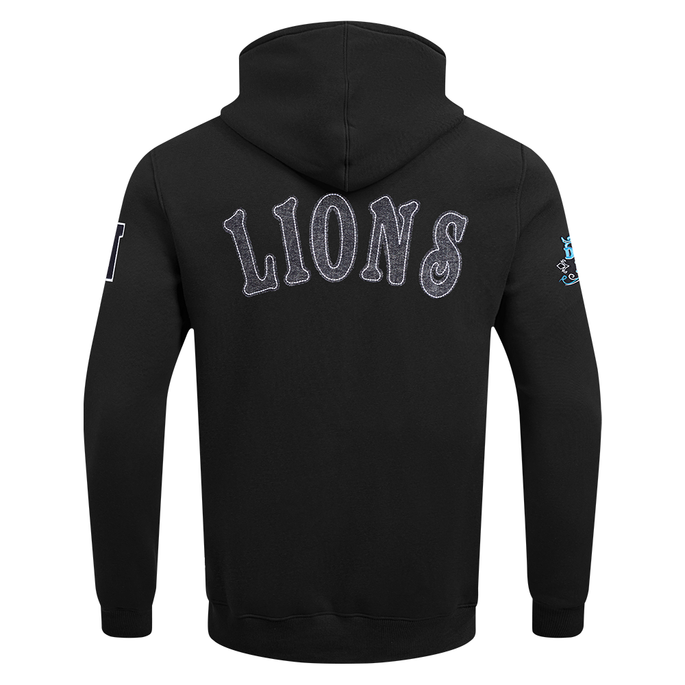 NFL DETROIT LIONS REBEL ATHLETICS MEN'S FLEECE PULL OVER HOODIE FDL5411041-BLK